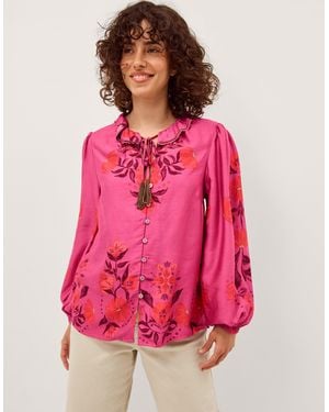 Monsoon Koa Floral Print Blouse Pink