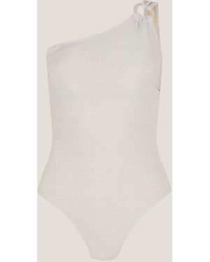 Monsoon Kimi Glitter One-shoulder Swimsuit Silver - Natural