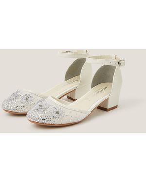 Monsoon Diamanté Floral Closed Toe Heels Ivory - Natural