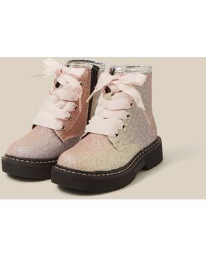 Monsoon Toddler Ombré Glitter Lace-up Boots Multi - Natural