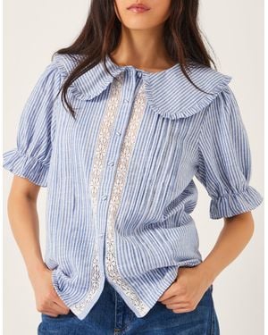 Monsoon Winnie Lace Stripe Shirt Blue