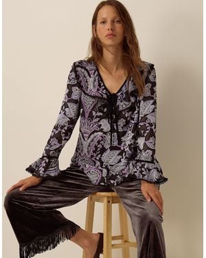 Monsoon Claudia Floral Devoré Top Black - Brown