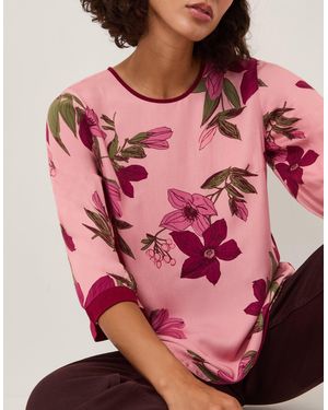 Monsoon Clemmie Floral Print Top Pink