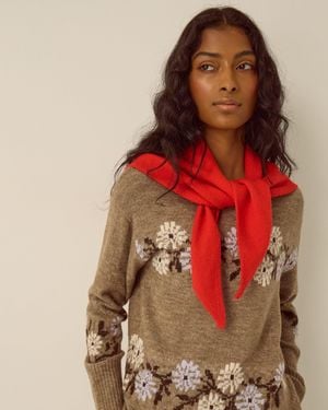 Monsoon Fae Knitted Triangle Scarf Red
