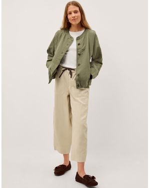 Monsoon Colette Linen Blend Jacket Green - Natural