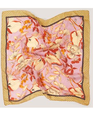 Monsoon Isabella Floral Square Silk Scarf - Pink