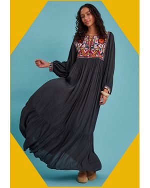 Monsoon Maison Hotel Women's Black & Pink Sasha Embroidered Tunic Maxi Dress, Size: Xs - Blue