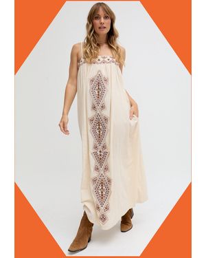 Monsoon Raffya Sapphire Strappy Embroidered Maxi Dress White