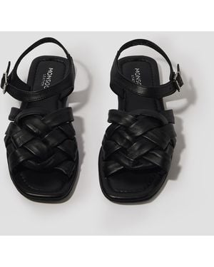 Monsoon Pip Woven Leather Sandals Black