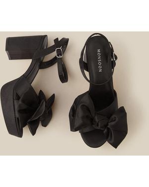 Monsoon Grace Bow Satin Platform Heels - Black