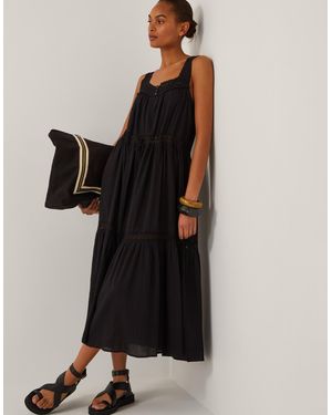 Monsoon Maddi Sleeveless Embroidered Midi Dress - Black
