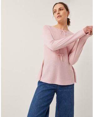 Monsoon Paula Peplum Bow Jumper Pink
