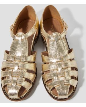 Monsoon Brady Leather Fisherman Sandals Gold - Metallic