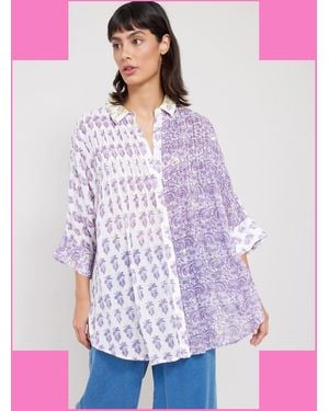 Monsoon East Aoki Oversized Woodblock Shirt Purple