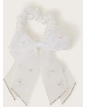 Monsoon Communion Bow Scrunchie - White
