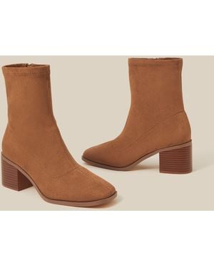 Monsoon Suki Faux Suede Heeled Sock Boots Tan - Natural