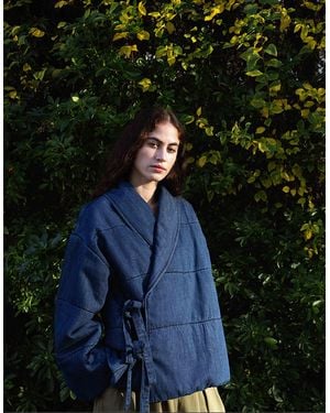 Monsoon East Reyna Denim Padded Jacket Blue - Green