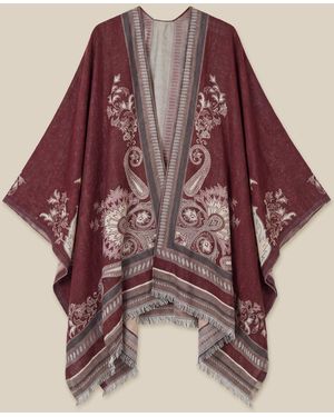 Monsoon Crissy Jacquard Poncho Red