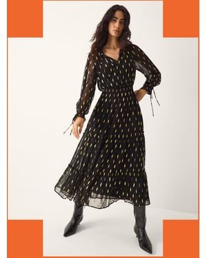 Monsoon La Galeria Elefante Women's Black & Gold Shimmer Cowgirl Midi Dress, Size: Xl