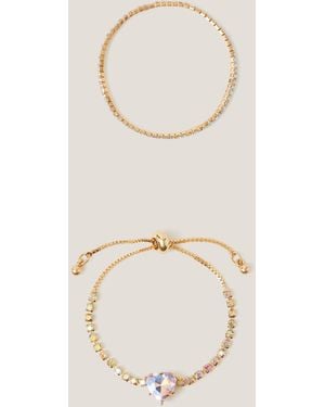 Monsoon 2-pack Diamanté Heart Bracelets - Natural