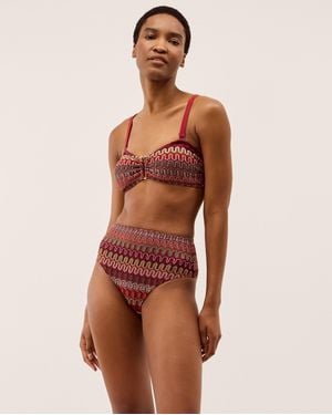 Monsoon Zaria Knit High Waist Bikini Bottoms Red