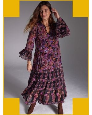 Monsoon East Paisley Print Maxi Dress Multi - Purple