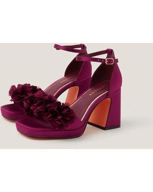 Monsoon Mindy Floral Platform Sandals Red - Pink