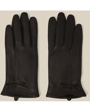 Monsoon Sadie Bow Leather Gloves Black