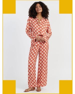 Monsoon Chinti & Parker Sun Print Wide Leg Trousers - White