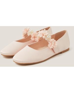 Monsoon Pearl Flower Ballet Flats Pink - Natural