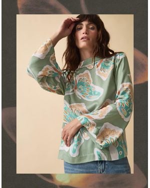 Monsoon Clemence Aurelie Butterfly Top Green
