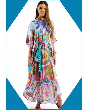 Monsoon Wild Jeanna Print Maxi Kaftan Dress - Blue
