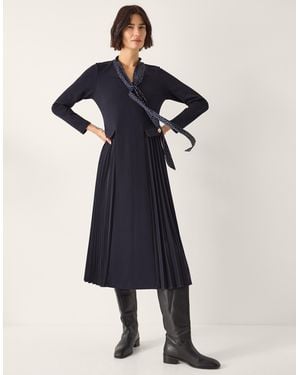 Monsoon Jessie Pleat Midi Dress & Scarf - Blue