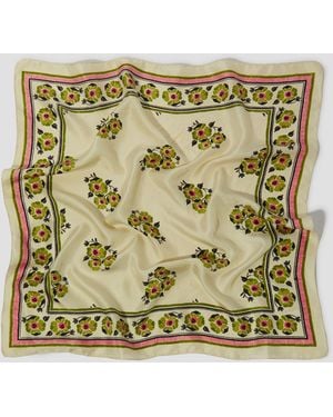 Monsoon Louisa Floral Silk Square Scarf - Metallic