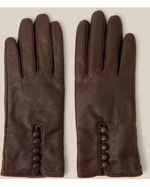 Monsoon Lara Leather Gloves Brown