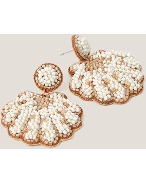 Monsoon Seashell Beaded Drop Earrings - Natural