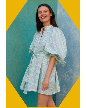 Monsoon Sundress Inaya Shirt Dress White - Blue