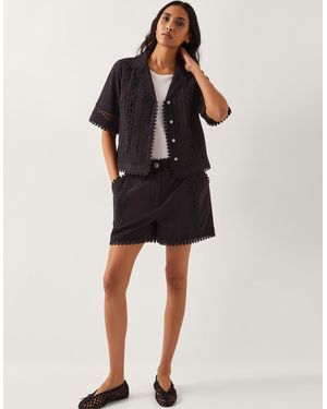 Monsoon Irina High-waisted Lace Shorts Black