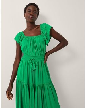 Monsoon Isabela Square Neck Midi Dress Green