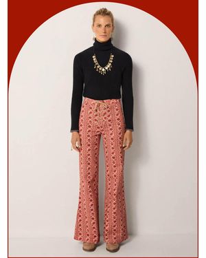 Monsoon Maison Hotel Calypso Floral Flare Trousers Orange - Red