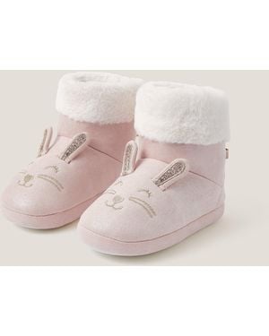 Monsoon Shimmer Bunny Slipper Boots Pink