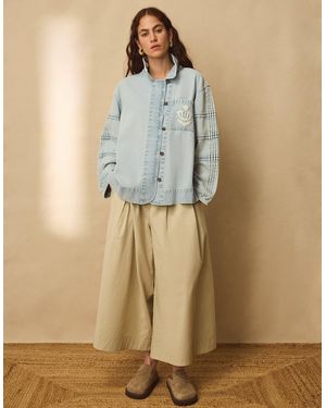 Monsoon East Selma Embroidered Denim Jacket Blue - Natural