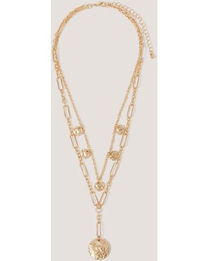 Monsoon Coin Pendant Layered Necklace - Natural