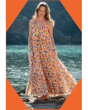 Monsoon La Galeria Elefante Mediterranean Floral Maxi Dress Multi - Blue