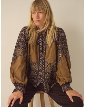 Monsoon Branwen Floral Print Blouse - Brown