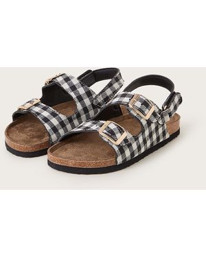 Monsoon Gillian Gingham Buckle Sandals Black - White