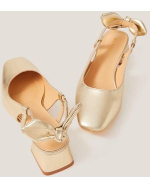 Monsoon Lola Bow Slingback Heels Gold - Natural