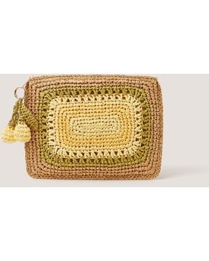 Monsoon Darla Lemon Crochet Pouch - Metallic