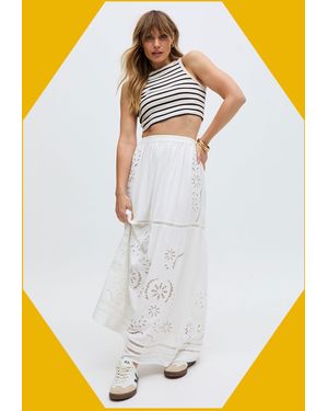 Monsoon Raffya Georgina Cotton Maxi Skirt Cream - White