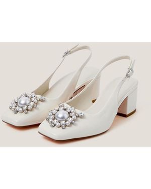 Monsoon Wynn Pearl Slingback Heels Ivory - Natural